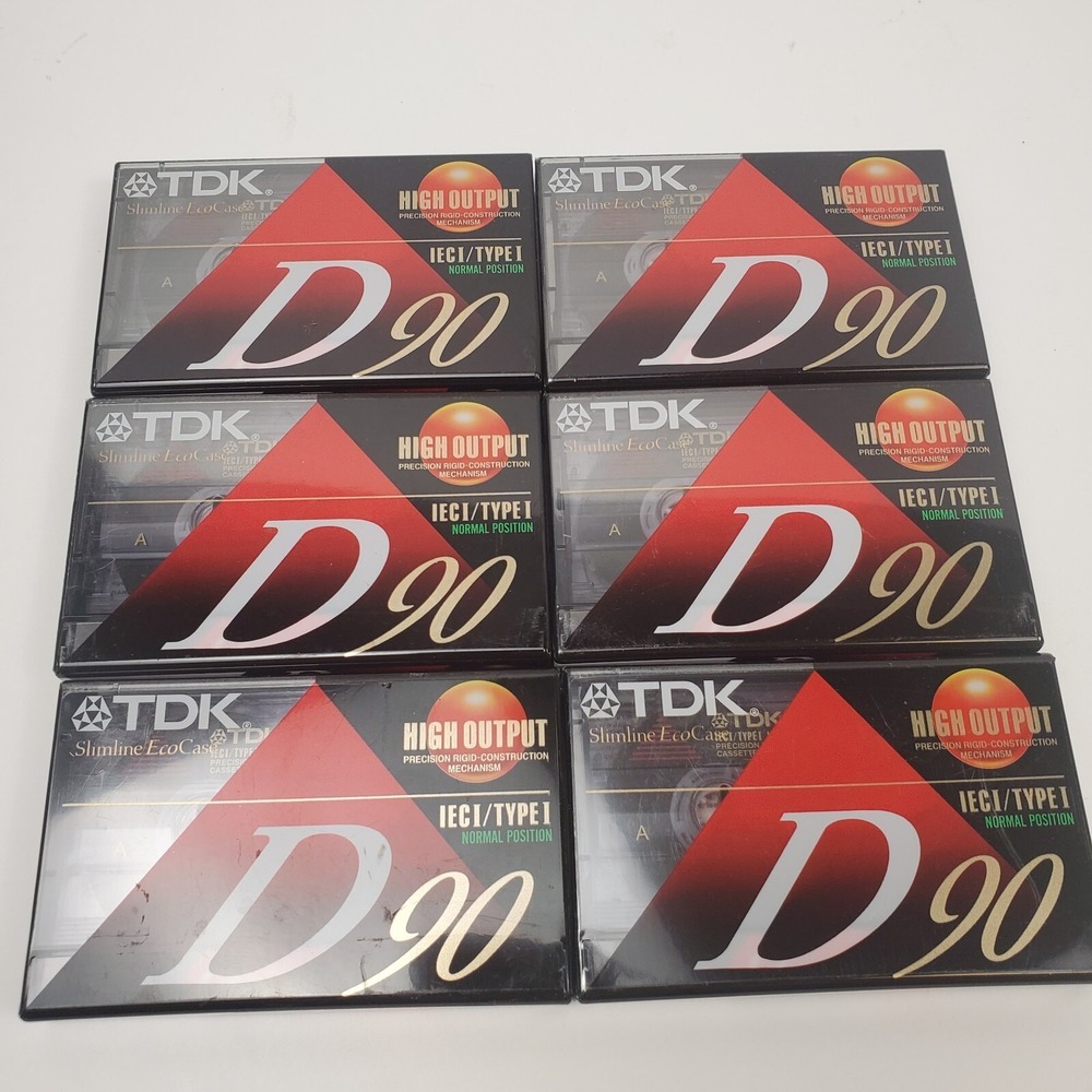 TDK D90 High Output Blank Audio Cassette Tapes IECI / TYPE I Set Lot of 6‎